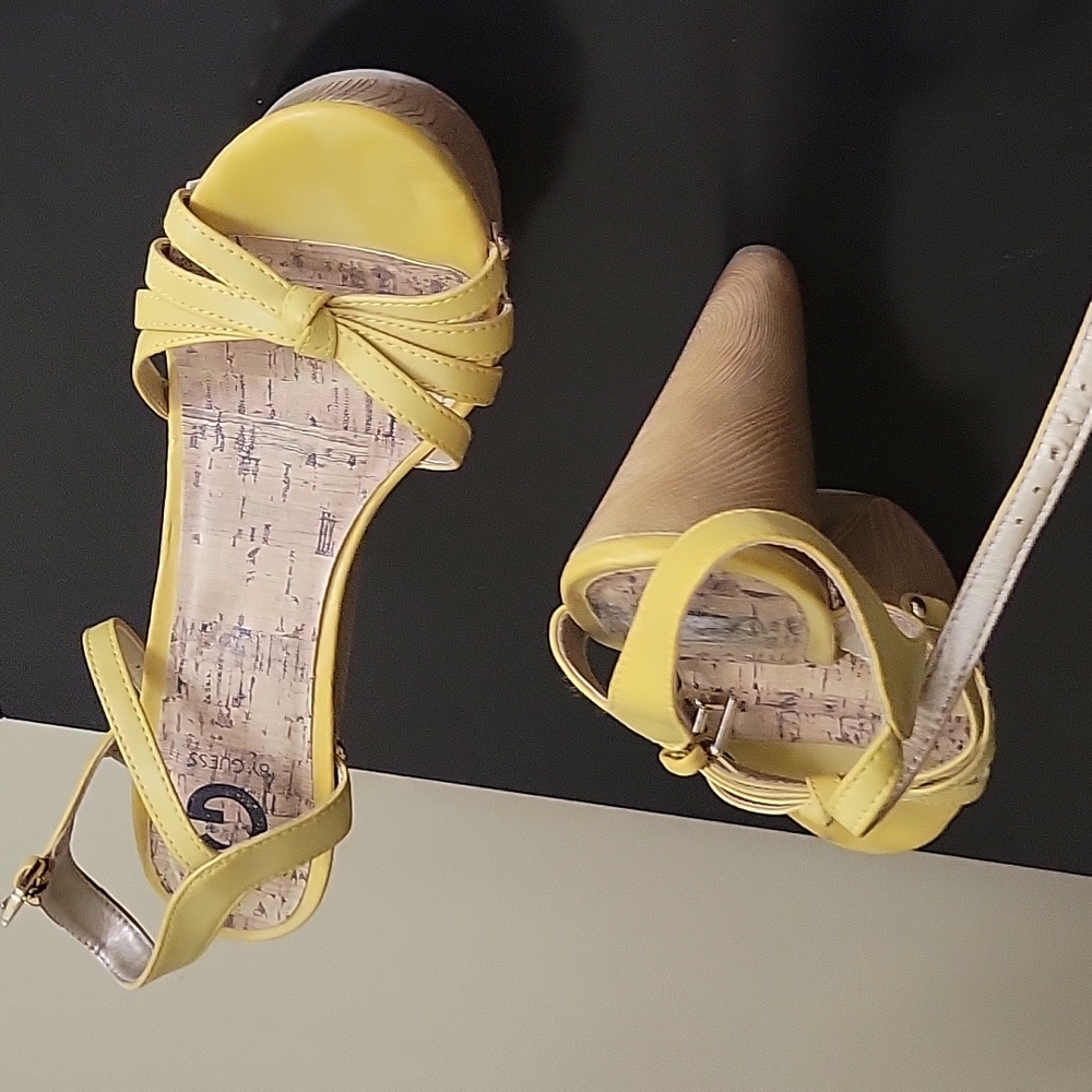 Wedged sandals guess wore once